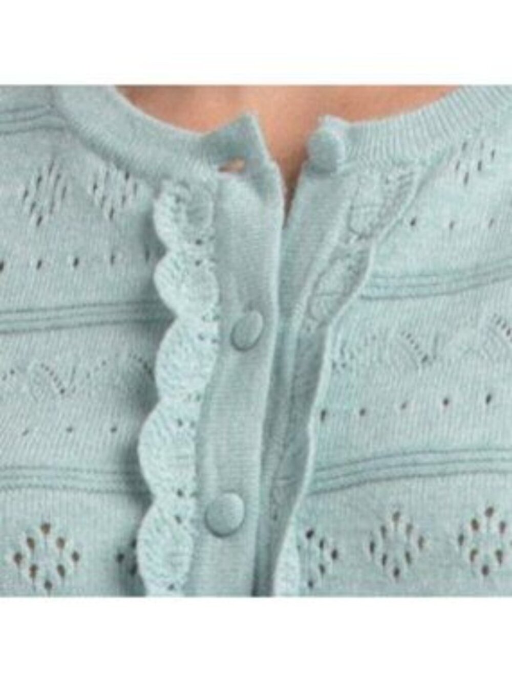 MARLED Ruffle Trim Pointelle Cardigan - Picture 3 of 5